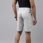 Men Grey Solid Low-Rise Regular Shorts
